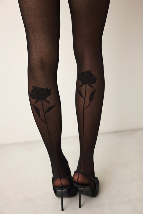 Dres Penti dama Roses Infinity 30 DEN, negru, cu model trandafir la spate