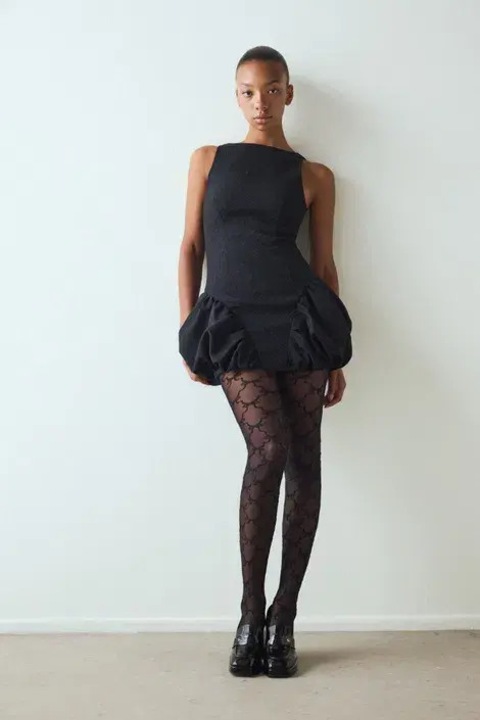 Dres Penti dama Scarlet Ribbon 30 DEN, negru, cu model fundite