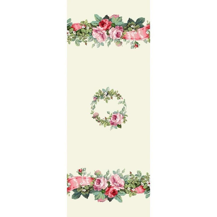 Napron de masa tip goblen, gradina cu trandafiri, 44x140 cm, bumbac, poliamida