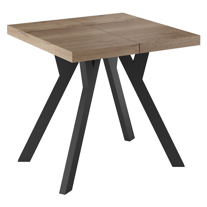 Разтегателна маса, Meble Balur, Черна/Бежова, 80x80/130 см