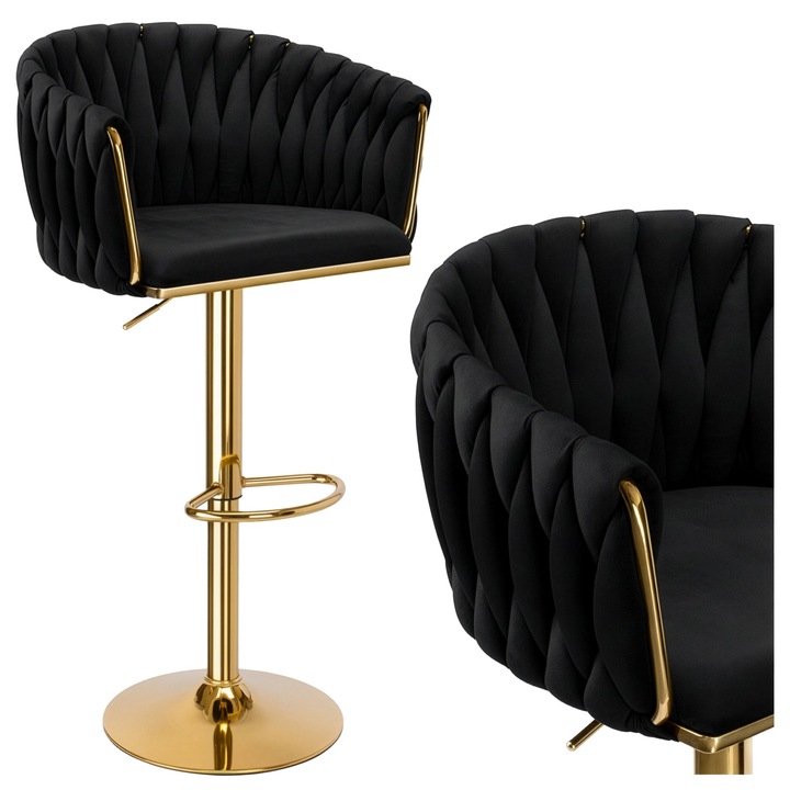 Scaun de bar Cofton Gold negru Velvet
