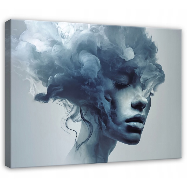 Платно, Жена, Абстрактно, Синьо, 60x40 см, Картина, Декоративно, Хол, Кухня, Картини за стена, PP15965O4