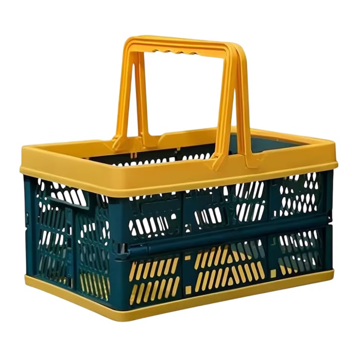 Cos pentru cumpărături pliabil, galben, 20x30.5x27cm