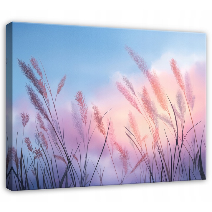 Канава, Пампаска трева, Бохо, 60x40 см, Картина, Декоративна, Хол, Кухня, Картини за стена, PP16130O4