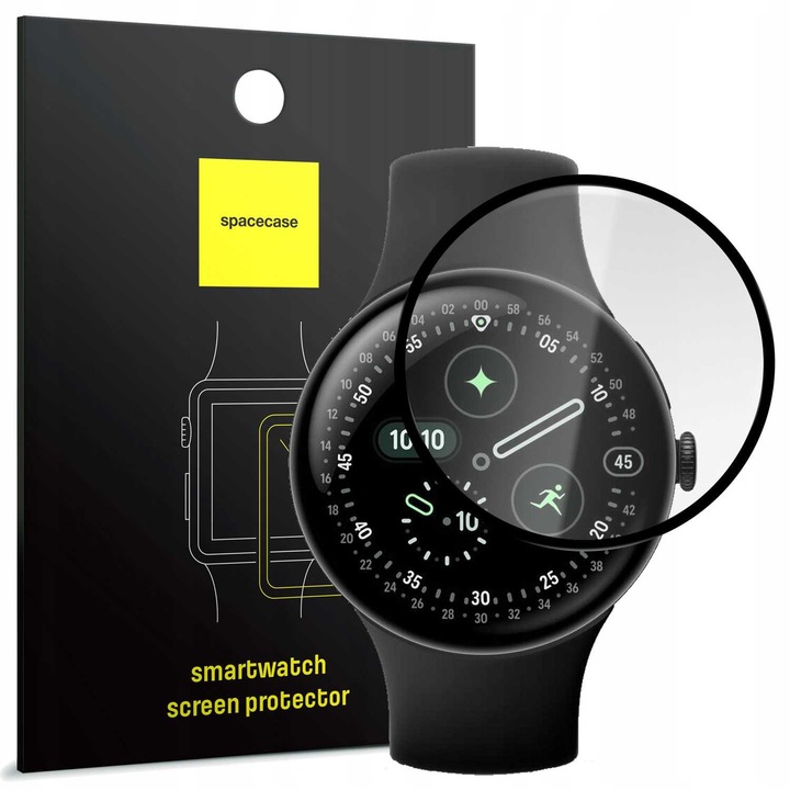 Sticla hibrida de protectie Spacecase pentru Google Pixel Watch 4 45mm, transparenta ridicata, 0.3mm, set aplicare inclus