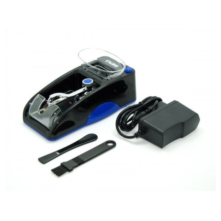 Aparat electric pentru injectat tutun in tigari, albastru/negru, capacitate 5 tigari/minut, alimentare 220V