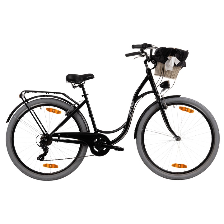 Bicicleta de oras Goetze Mood 28", cadru otel 18", design retro, frane V-Brake, 7 viteze Shimano Tourney, cos pe ghidon