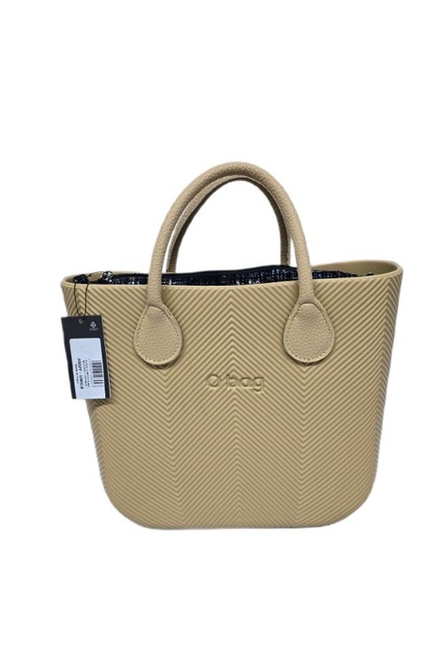 Geanta O bag tip shopper, Bej, cu manere bej, din poliuretan