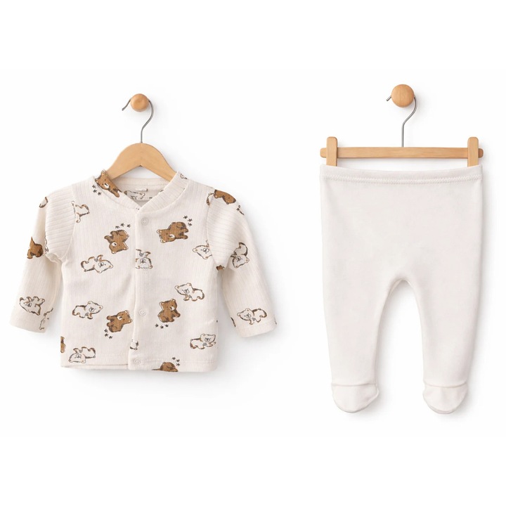 Set 5 Piese ARIS KIDS Nou-Nascuti, Bumbac, Alb, 62 cm