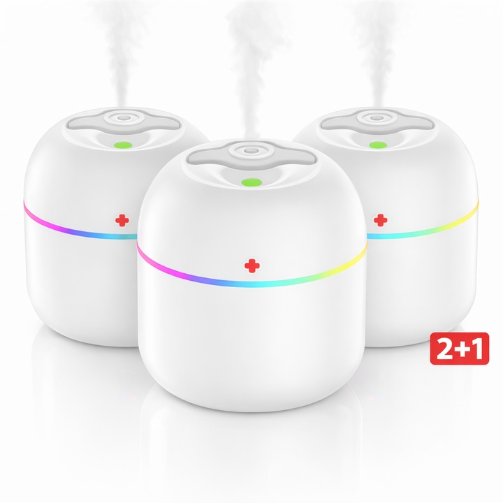 Pachet 2+1 – Difuzor Aromaterapie & Umidificator 220 ml cu LED RGB
