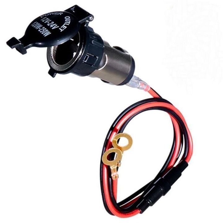 Soclu bricheta auto modificat, impermeabil, 12-24V, cablu 1m