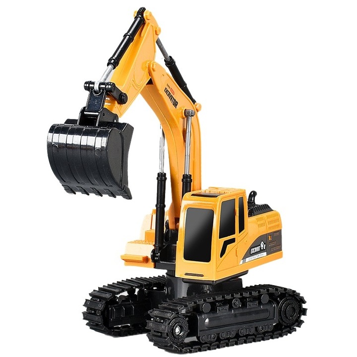 Exkavátor játék gyerekeknek, távirányítós exkavátor játék, építőipari játék, USB töltős akkumulátor, 23 x 22 x 9 cm, narancssárga