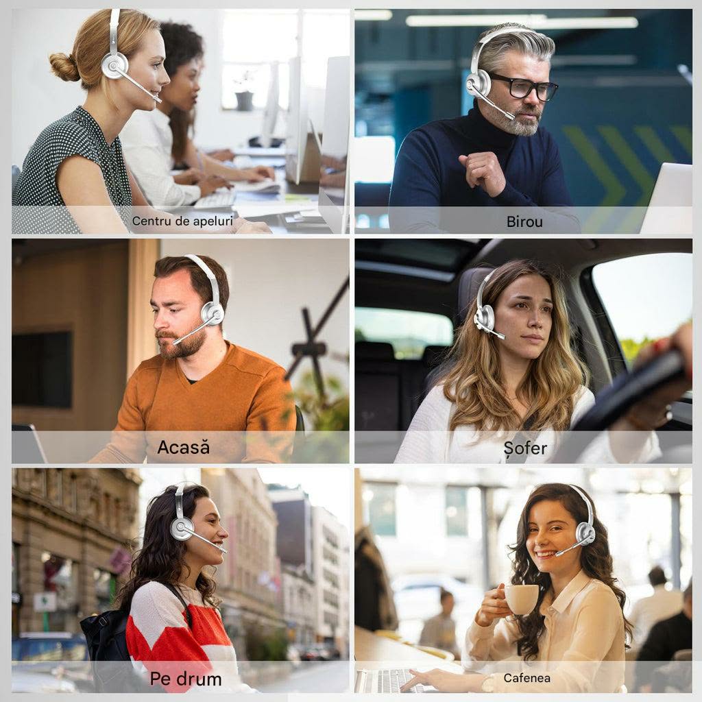 Fara Video Call Casca Call Center Wireless CerCip 786, Cu statie de incarcare ...