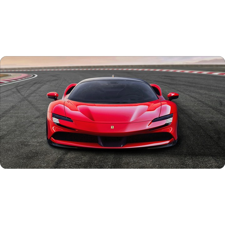 Mousepad Mare Deskmat Oktane Ferrari SF90 stradale, roz, 700x350x2mm, margini drepte necusute