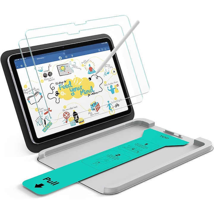 [Pachet 2x] Folie pentru iPad Air 11 inch 2026 / 2025 / 2024 M4, M3, M2 - ESR Paper-Feel UltraFit Tray - Clear