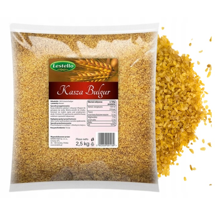 Bulgur 2.5 kg Lestello, 100% grau durum, bogat in proteine, continut scazut de calorii