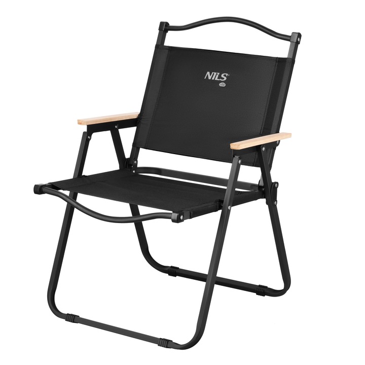 Összecsukható szék NILS CAMP NC4307, fekete, 78x52x52,5 cm, 900D poliészter anyag