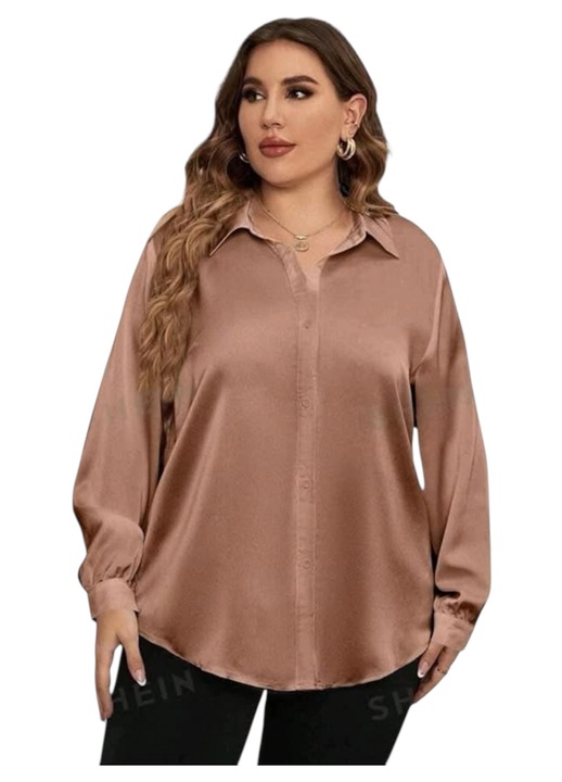 Női ing, hosszú ujjú, teve színű, 2XL