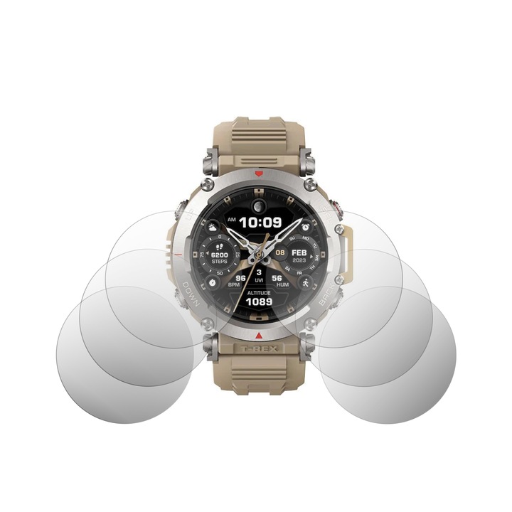 Set 6X Folie Protectie Ecran Folie24, pentru Amazfit T-Rex Ultra, 3X Ultra-Clară + 3X Matt, Öntapadós, Rugalmas, Öngyógyító