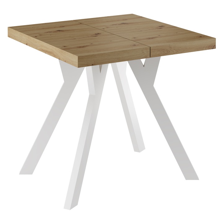 Разтегателна маса, Meble Balut, 80x80/130 см, ПДЧ, бяла, 75 см