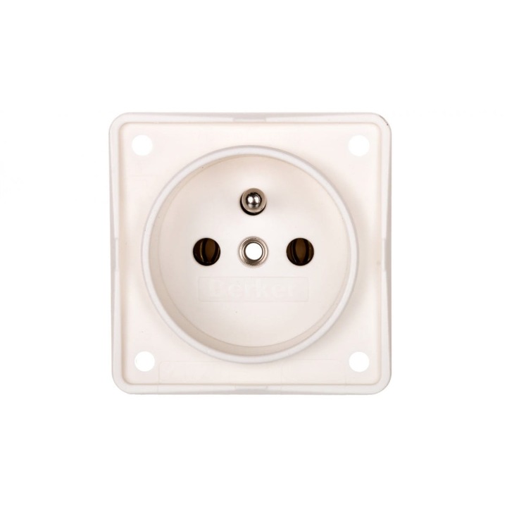 Priza Hager Integro, alb mat, 60x40mm, 250V, 16A