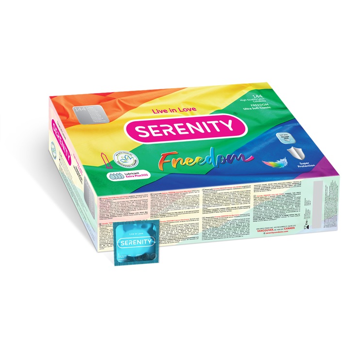 Prezervative Serenity FREEDOM Ultra Soft Classic, 144 buc, latex, transparent
