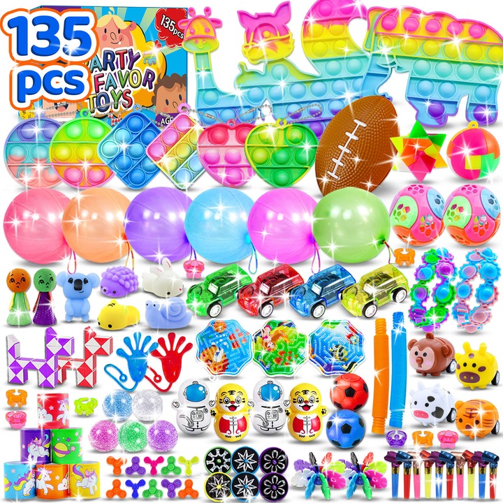 135 darabos buli kiegészítő készlet, ZJZ, buli játékok, pinata töltelék, Többszínű