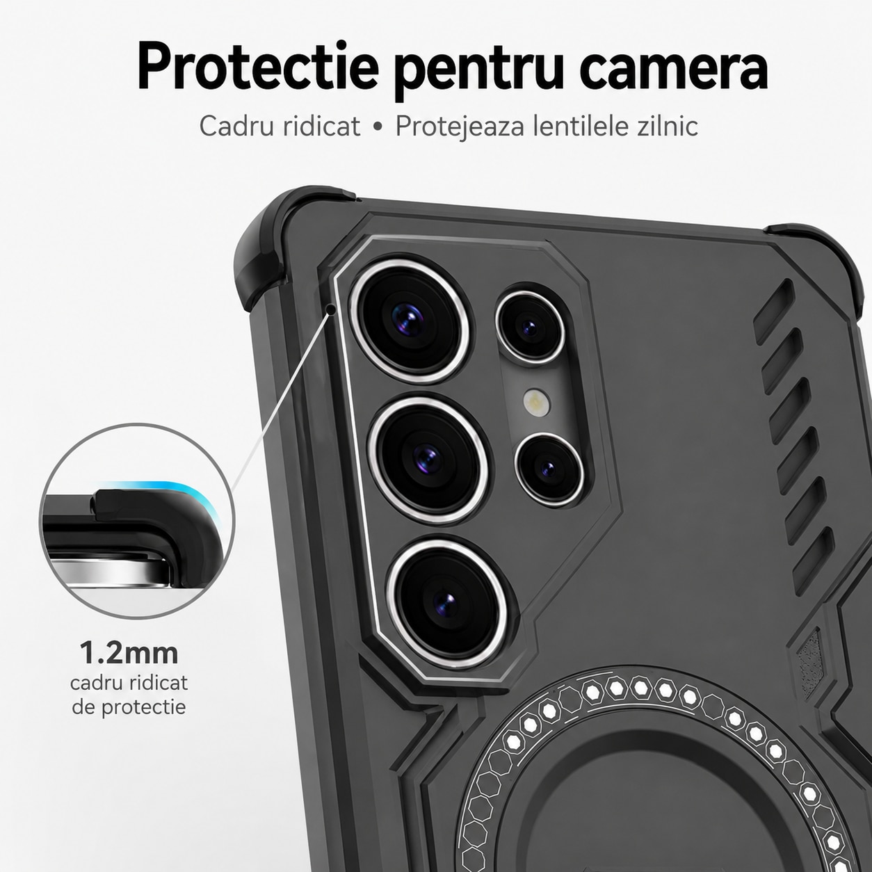 Husa pentru Samsung Galaxy S26 Ultra, MagSafe Magnetica, Anti-Soc, Disipare Caldura, Design Hollow-Out, Negru Mat