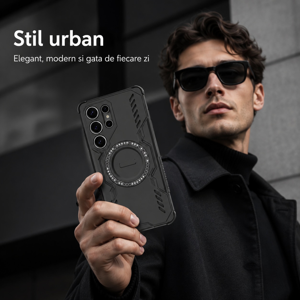 Husa pentru Samsung Galaxy S26 Ultra, MagSafe Magnetica, Anti-Soc, Disipare Caldura, Design Hollow-Out, Negru Mat