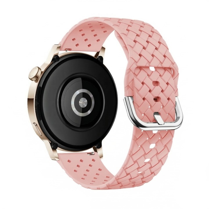 Розова силиконова каишка 20мм за смарт часовник, бърз монтаж, съвместима с Huawei Watch GT2, Galaxy Watch 4, Amazfit Bip GTR