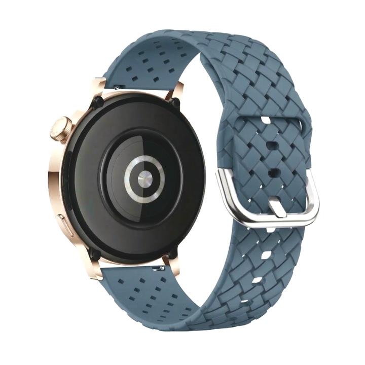 Силиконова каишка за смарт часовник, BEST ACCESSORIES, 20 мм, перфориран дизайн, цвят шисти