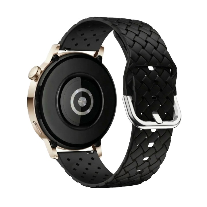 Силиконова каишка за смарт часовник, BEST ACCESSORIES, 20 мм, черна, бърз монтаж, водоустойчива