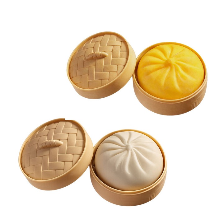 Minge antistres tip chifle aburite, jucarie fidget, alb si galben