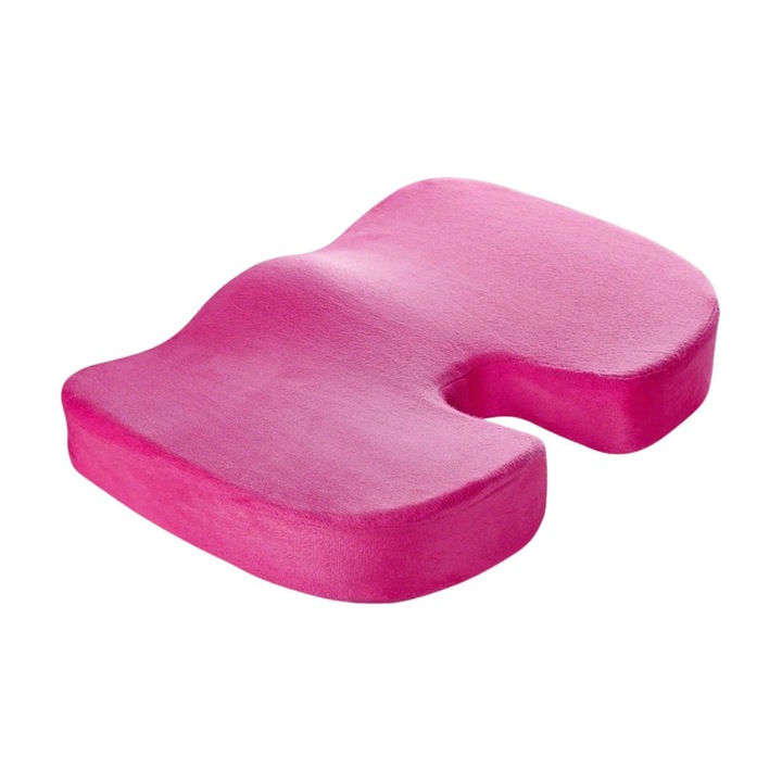 Perna ortopedica U, gel, spuma cu memorie, roz, 44x34cm