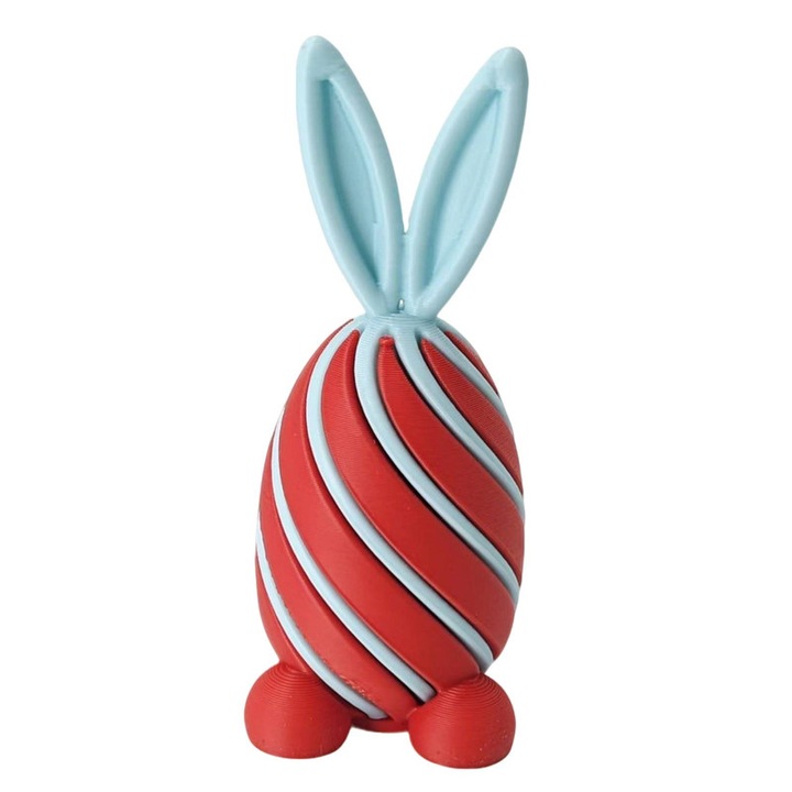 Ornament Iepuras de Paste, jucarie antistres rotativa, rosu, 3D imprimat