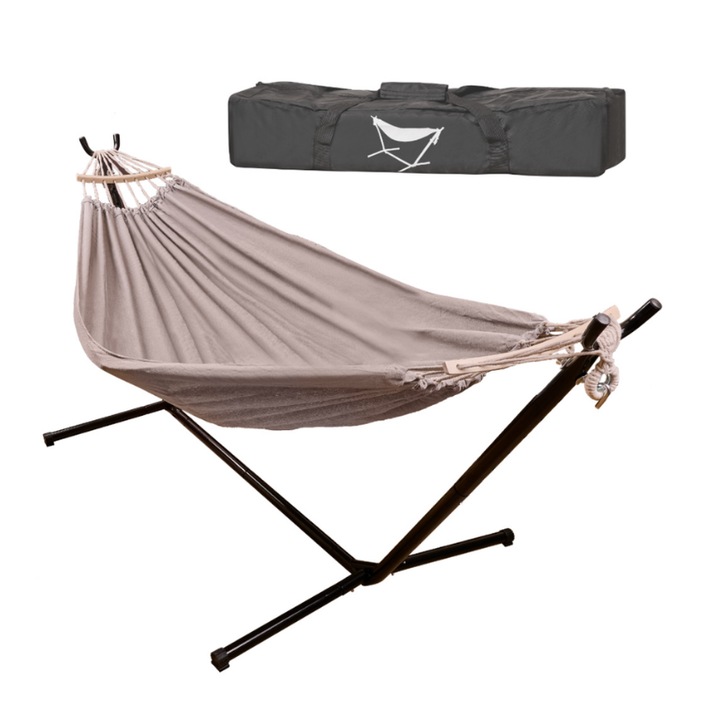 Hamac de gradina cu cadru metalic, 247 cm, capacitate 100 kg