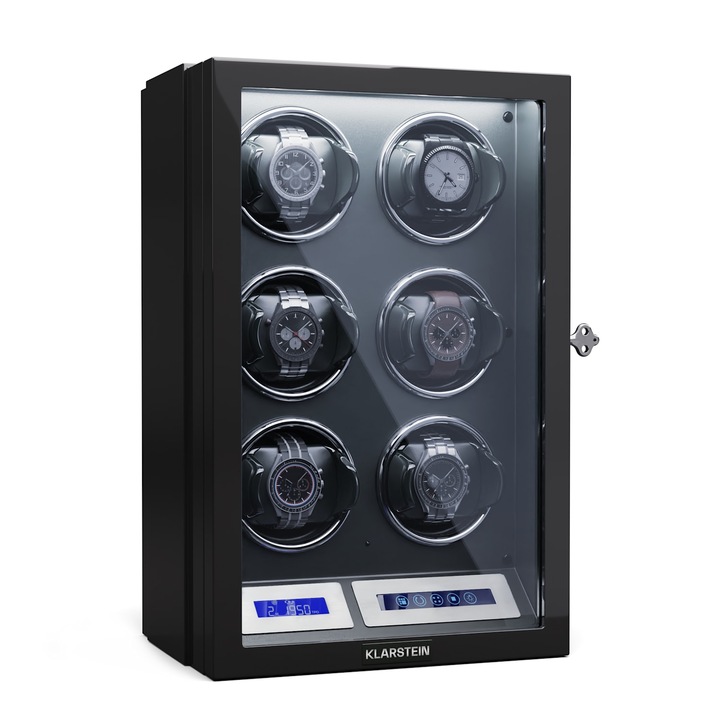 Klarstein, Sarthe 6, Aparatul De Intors Ceasuri, Pentru 6 Ceasuri, 5 Moduri De Rotatie, Iluminare Led, Control Tactil, Telecomanda