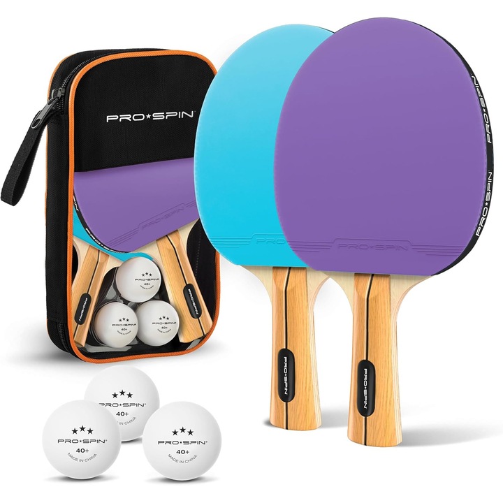 Set palete tenis de masa PRO-SPIN, 2 palete, 3 mingi, saculet transport