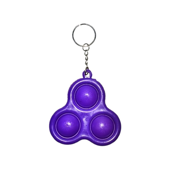 Jucărie senzorială, Midex, breloc antistres Pop It, mov, silicon, 3 ani