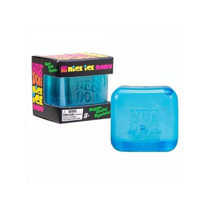 Jucarie cub de gheata antistres NeeDoh, 2.5cm ALBASTRU