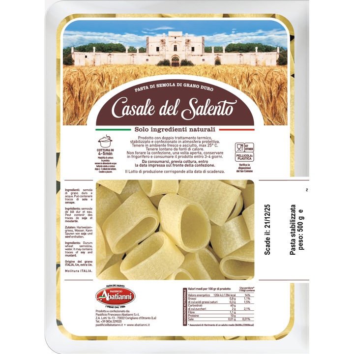 Paste Calamarata, Casale del Salento, fara oua, 300g