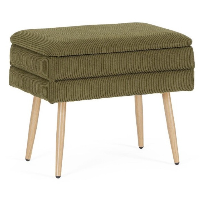 Bancheta Bizzotto, verde forest, 50x34.5x42h, cu spațiu de depozitare, picioare natur
