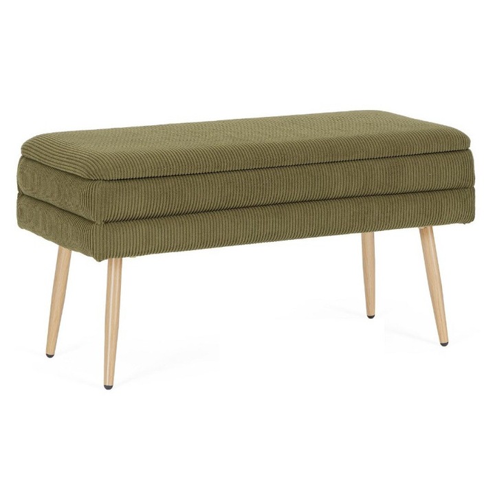 Bancheta Bizzotto, verde forest, 79.5x37.5x42cm, cu spatiu de depozitare