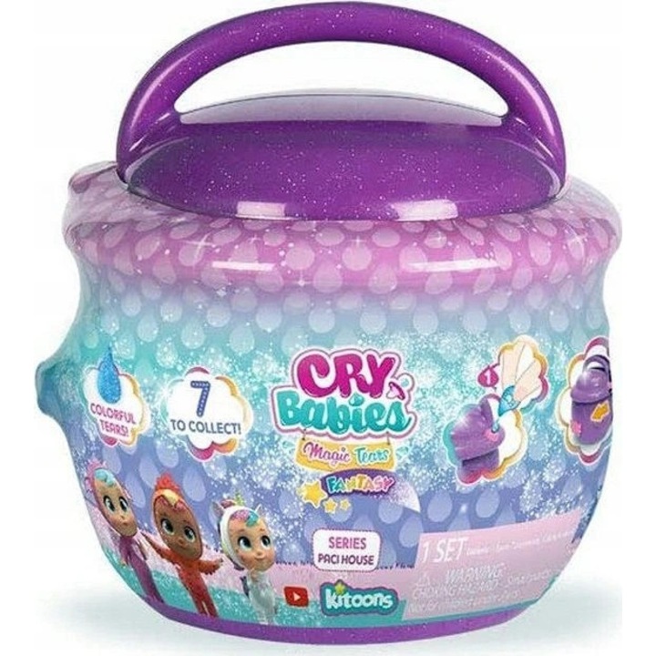 Cry Babies Magic Tears Fantasy baba, 6 + 1 ritka figura szett, lila, mérete 10x15cm