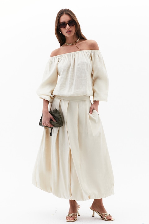 OXXO, Fusta bufanta cu buzunare laterale, Crem