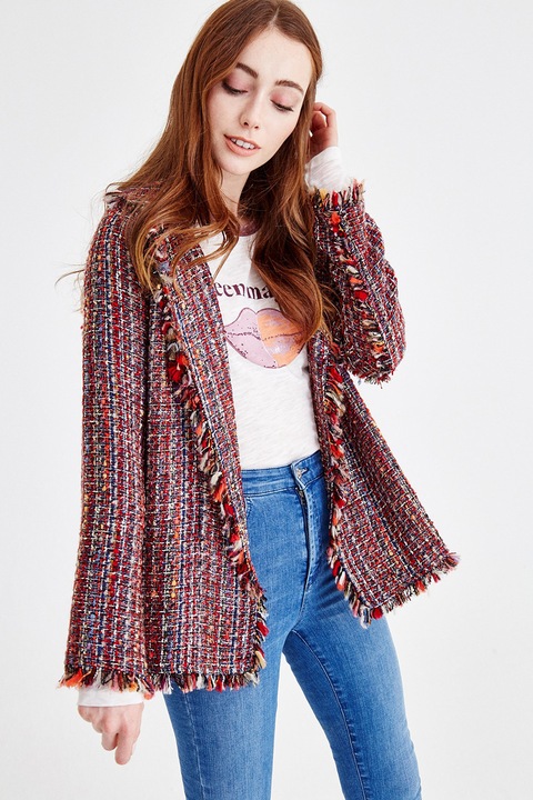 OXXO, Jacheta din tuid, fara inchidere, Rosu melage