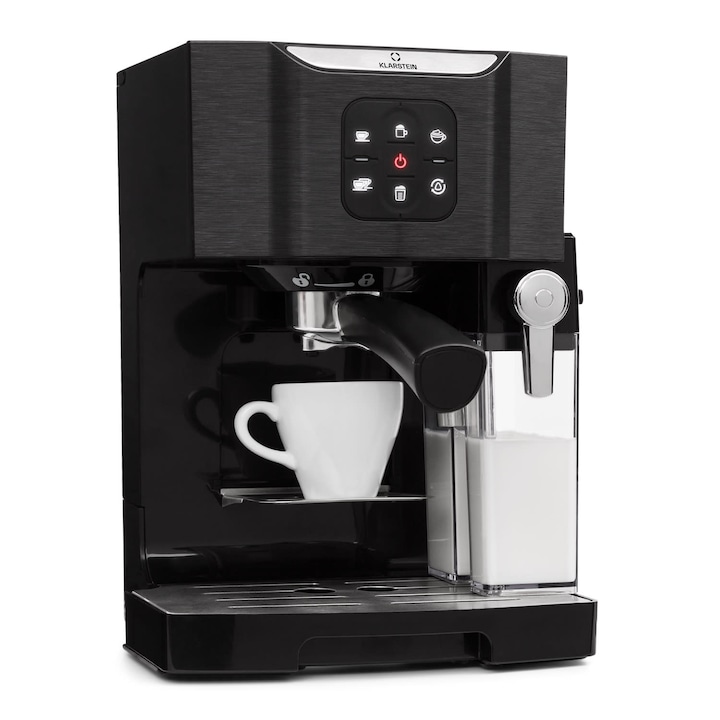 Espressor Klarstein Furore, 20 Bar, inox, compact, ecran digital, 2 cesti, 12,5x29,5x29,5cm