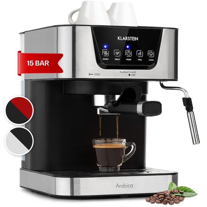 Espressor Klarstein SteelPresso, compact, 20 bar, inox, 26x30x20cm