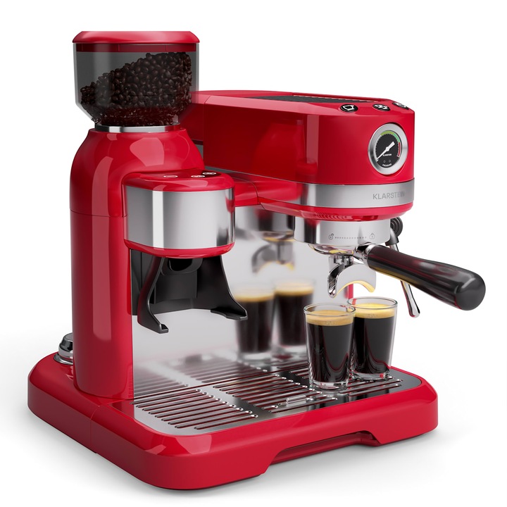 Espressor Klarstein Bella, Vintage, 19 bari, spumator de lapte, 1150 W, 32,2x38x34,5 cm