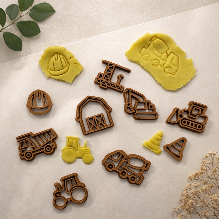 Set forme modelaj plastilină tematică "Constructii", 3D, verde deschis, 4x6cm, activități creative copii